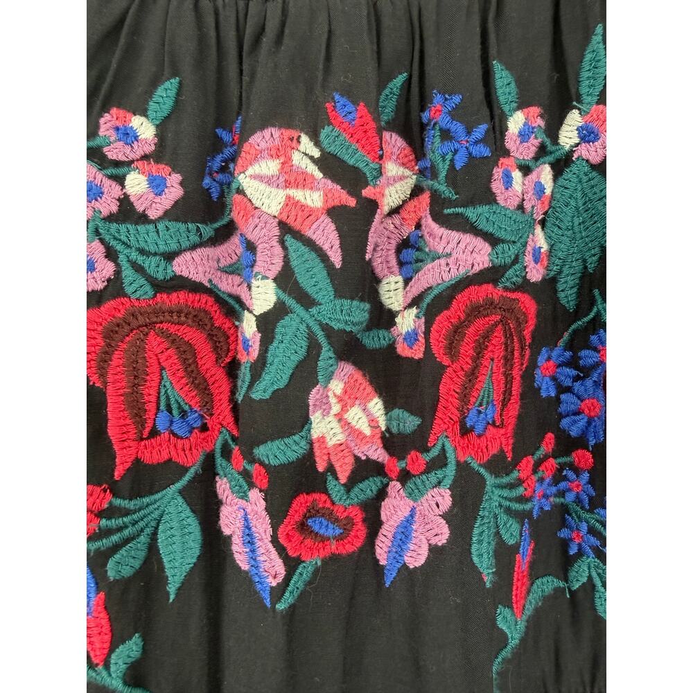 FREE PEOPLE Womens Size S Sunbeams Minidress Black Embroidered Off Shoulders - Picture 5 of 13